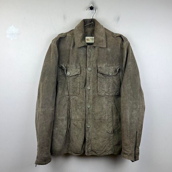 Wilsons Leather Men's Suede Button-Up Jacket Size M Brown - Picture 1 of 8
